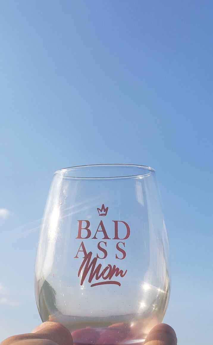 Badassmom wine glass